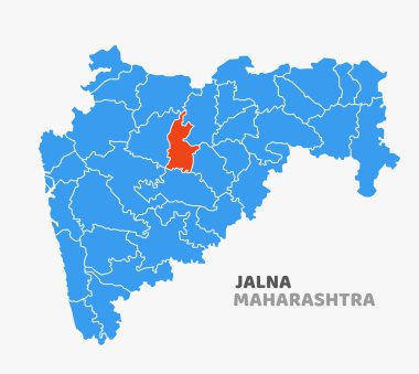 Hindistan Maharashtra 'da Jalna bölgesinin vektör haritası vurgulandı