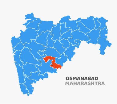 Hindistan Maharashtra 'da Osmanabad bölgesinin vektör haritası vurgulandı