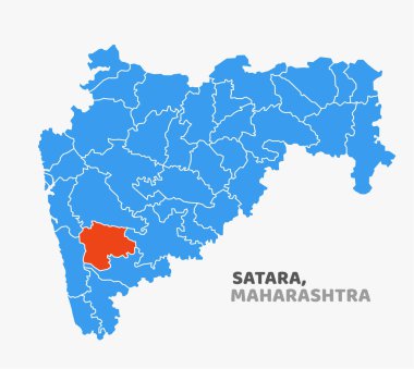 Hindistan Maharashtra 'da SATARA bölgesinin vektör haritası vurgulandı