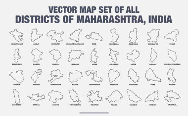 Maharashtra 'nın Tüm Bölgelerinin Vektör Haritası