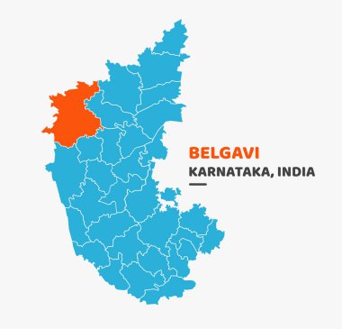 Belgavi İlçesi Karnataka Eyalet Haritasında Vurgulandı
