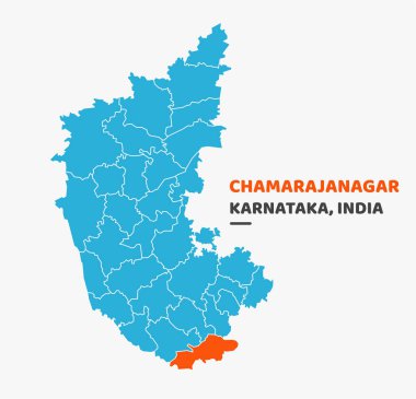Chamaradagar İlçesi Karnataka Eyalet Haritasında Vurgulandı