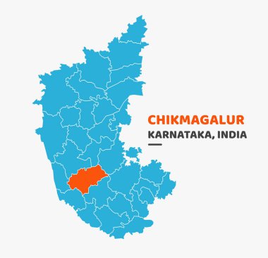 Chikmagalur İlçesi Karnataka Eyalet Haritasında Vurgulandı