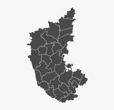 Karnataka Eyalet Haritası Beyaz Geçmişli