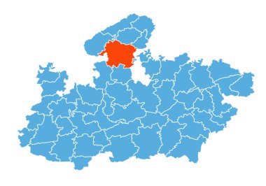 Shivpuri İlçe Haritası Madhya Pradesh Eyalet Haritasına Vurgulandı
