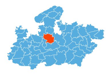 Vidisha İlçe Haritası Madhya Pradesh Eyalet Haritasına Vurgulandı