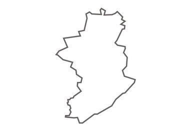 Madhya Pradesh 'in Damoh İlçesi beyaz arka planda ana hat haritası