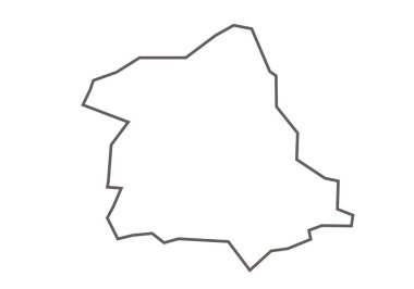 Madhya Pradesh 'in Harda İlçesi beyaz arka planda ana hat haritası