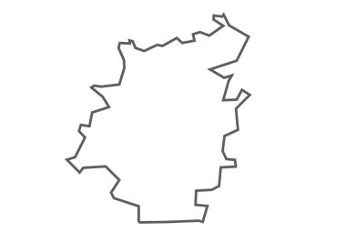 Madhya Pradesh 'in Khargone İlçesi beyaz arkaplan üzerinde ana hat haritası