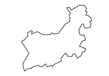 Madhya Pradesh 'in Mandsaur ilçesi beyaz arkaplan üzerinde ana hat haritası