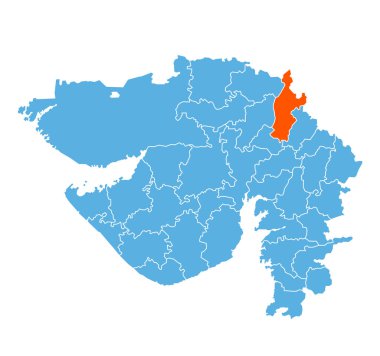 SabArkantha Bölgesi Gujarat Eyalet Haritasında Vurgulandı, Hindistan