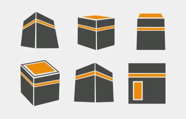 Modern Kabe Makkah Vektörü Beyaz Arkaplan İslami Simgesi