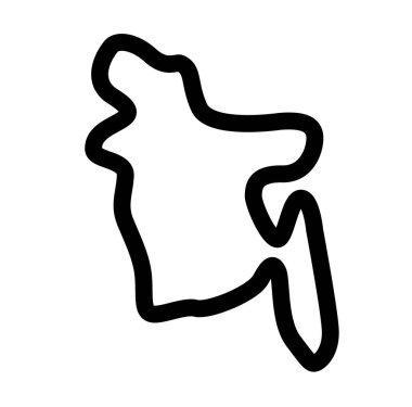 Minimalist Tasarımlı Siyah Silüet ile Bangladeş Vektör Haritası