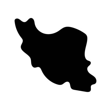 İran 'ın Minimalist Kara Haritası Siluet Vektör İllüstrasyonu
