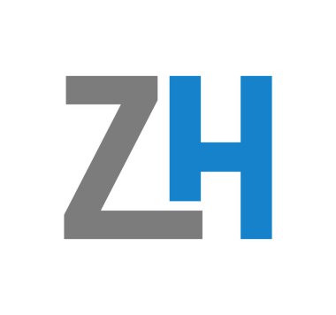 Gri ve mavi renkli ZH harfleri