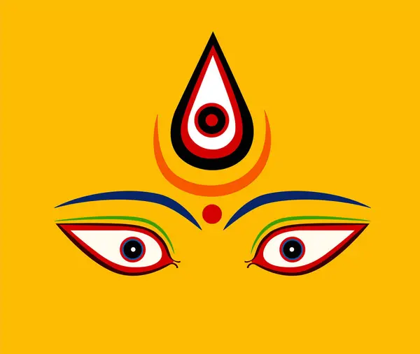 Tanrıça Durga Devi Göz Simgesi - İlahi Yüz Asgari Çizim