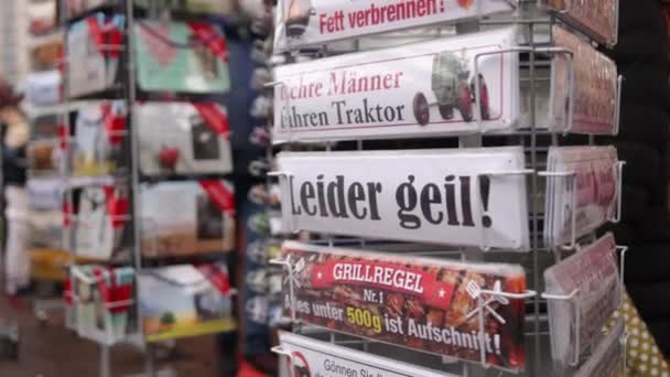Berlin Germany Dec 2021 Funny Inscription Postcards Decorative Print Funny — Stock Video