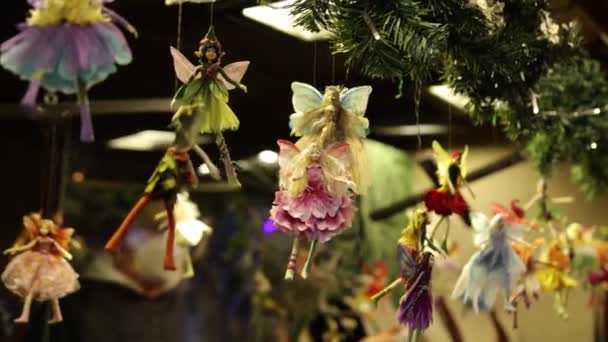 Wróżka Latający Anioł Święta Bajkowa Lalka Wisząca Choince Świąteczna Lalka — Wideo stockowe