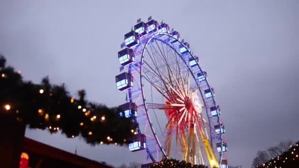Observation Wheel High Roller Metal Construction Attraction Ferris Wheel Observation — Stock Video