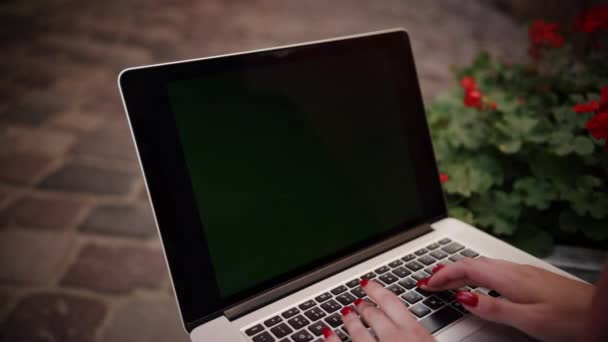 Womans Hands Work Keyboard Mock Screen Computer Creative People Can — Vídeo de Stock