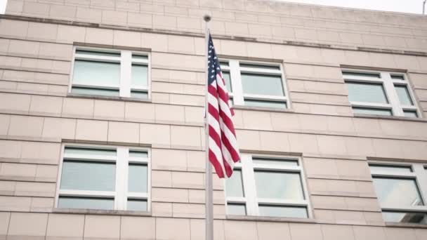 Bandera Americana Estados Unidos América Bandera Americana Cuelga Asta Bandera — Vídeos de Stock