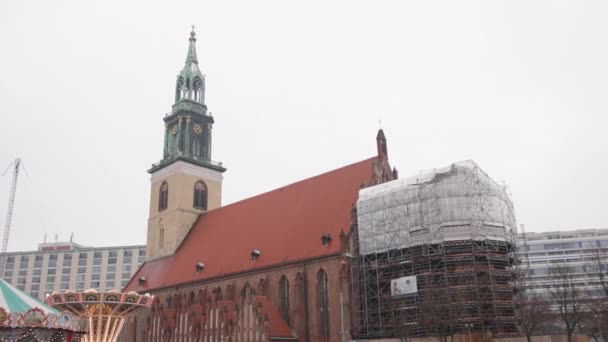 Styl Gotycki Kościół Mariacki Kościół Rzymskokatolicki Berlins Marys Kościół Marienkirche — Wideo stockowe