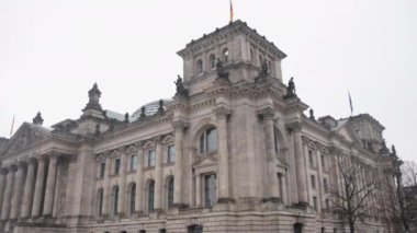 Building Reichstag. German parliament. Platz der Republik. The German Federal Parliaments Reichstag building carries an inscription that reads The German People