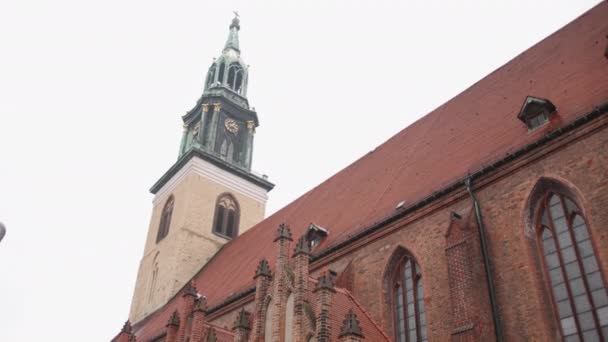 Marienkirche Church Mary Gothic Style Alexanderplatz Square Berlin Marys Church — Αρχείο Βίντεο