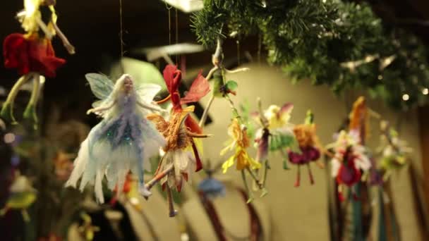 Vintage Doll Fairy Doll Flying Angel Angel Hanging Window Christmas — 图库视频影像