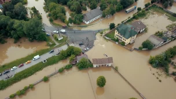 Inondazioni Inondazioni Case Completamente Distrutte Alluvione Colpito Casa Sulle Strade — Video Stock