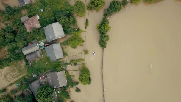 Flash Floods Stagnant Rainwater Flood Covering House Flooded Street City — Vídeo de Stock