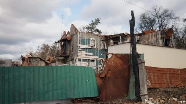 Edifício Destruído Bombardeio Ucrânia Ruínas Casa Rescaldo Bombardeio Destruiu Edifício — Vídeo de Stock