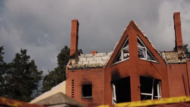 Edifícios Destruídos Cena Desastre Guerra Ucrânia Edifícios Destruídos Devido Guerra — Vídeo de Stock
