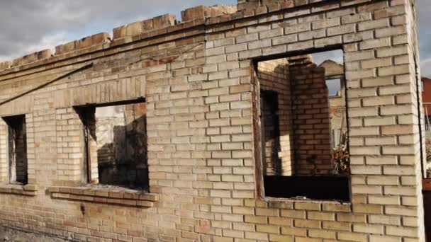 Κατεστραμμένο Κτίριο Οικιστικό Κτίριο Σκηνή Καταστροφής Κτίρια Καταστράφηκαν Λόγω Πολέμου — Αρχείο Βίντεο