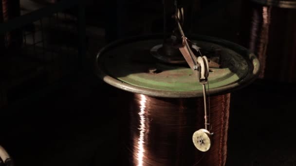 Copper Wire Energy Industry Large Bobbin Production Copper Wire Cable — Video Stock