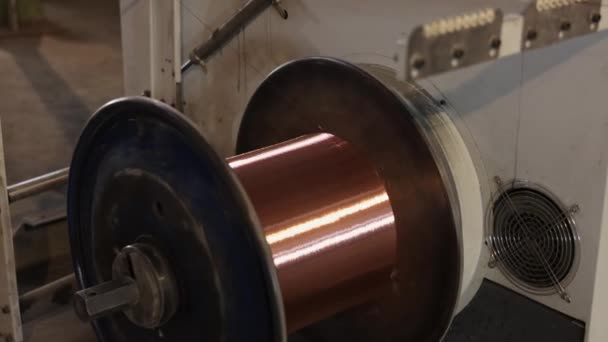 Kablo Bakır Kablo Bükme Makineleri Bakır Tel Üretimi Çelik Fabrikasında — Stok video