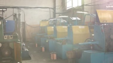 Copper cable, Wire twisting, Cable bundling. Production of copper wire and cable industrial plant, copper wire and cable production in coils industrial plant