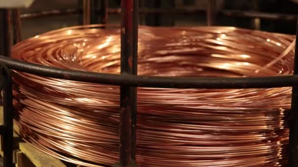 Endüstriyel Kablo Kablo Döşeme Kablo Fabrikası Endüstriyel Fabrika Bakır Tel — Stok video