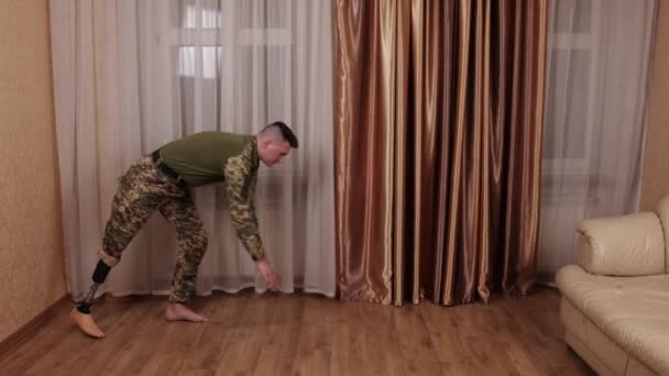 Psychische Unterstützung Verwundeter Krieger Rehabilitationsprogramm Ein Behinderter Militärveteran Und Ehemaliger — Stockvideo