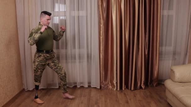 Krigsskada Militäramputation Krigsveteran Före Detta Soldat Som Tjänstgjort Strid Och — Stockvideo