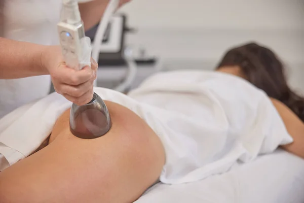 Woman Masseur Cosmetology Skin Care Hands Close Rub Oil Massage — Stock Photo, Image