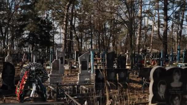 Numerosas Tumbas Cementerios Militares Víctimas Conflictos Muchas Tumbas Pueden Encontrar — Vídeo de stock