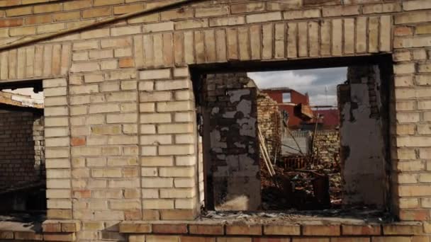 Guerra Ucrania Explosión Infernal Casa Destruida Durante Guerra Ucrania Construcción — Vídeos de Stock
