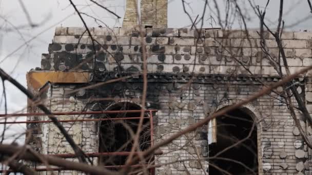 Ερειπωμένο Κτίριο Κατεστραμμένη Πόλη Σκηνή Καταστροφής Κτίρια Καταστράφηκαν Λόγω Πολέμου — Αρχείο Βίντεο