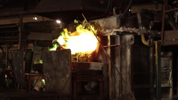 Metal Fundido Extracción Cobre Industria Minera Fundición Cobre Planta Metalúrgica — Vídeo de stock