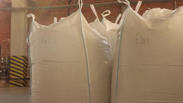 製品在庫 バルク輸送 サック供給 工業施設内には多数の製品や原材料を収納する袋が存在する — ストック動画