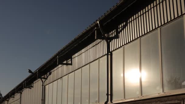 建筑填充物 面板结构 制造厂 外表面工业企业 墙壁在建筑物上做成夹心板 — 图库视频影像