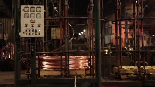 Drahtisolation Verkupferung Kabelrollen Industrieanlage Produziert Kupferdraht Und Kabel Riffen Fabrik — Stockvideo