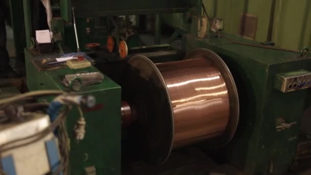 Bobinas Dimensionáveis Inventário Cobre Equipamento Produção Instalação Fabricação Fios Cobre — Vídeo de Stock