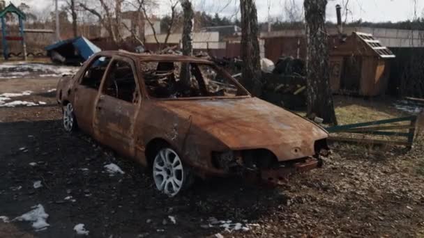 Civilní Bombardované Zničené Auto Výbuchu Zničené Auto Oblasti Katastrofy Výsledky — Stock video